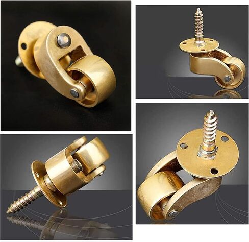 Solid Brass Casters, 22mm Caster,360°Swivel Universal Furniture Wheels,Antique Vintage Style,Screw Style Fitting,Load Capacity 200kg, in Kuwait