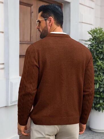 Runcati Mens Cable Knit Cardigan Sweater V Neck Casual Button Down Sweaters Long Sleeve Fall Outwear with Pockets in Saudi Arabia