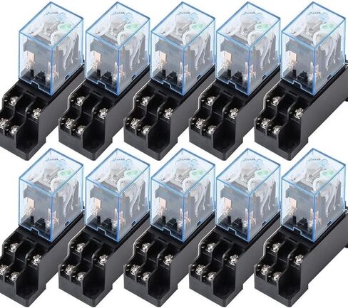10pcs my2p hh52p my2nj dc 12v 24v 36v 48v 110v 220v coil الغرض العام dpdt micro mini الترحيل مع قاعدة المقبس in Saudi Arabia