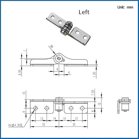 Adjustable Damping Shaft Torque Can Stop at Any Angle Hinge 304 Stainless Steel 1Pcs(Right,0.8N.m) in Kuwait