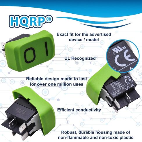 HQRP ON Off Rocker Switch 4-Prong 20A 125V Compatible with Ridgid 841650 HD12000 HD1800 Wet Dry Vac, UL Listed in Saudi Arabia