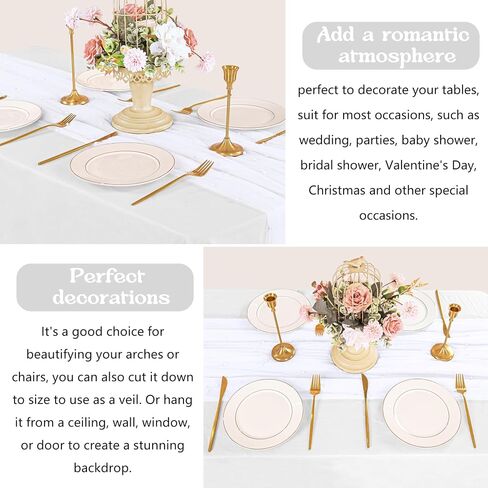 12 Pack 10FT Pearl Table Runner 30x120 Inch Dusty Pink Tulle Fabric Boho Rustic Sheer Table Runners Lace Table Cloth for Wedding Bridal Shower Birthday Party Arch Veil Dessert Table Decor (Dusty Pink) in Kuwait
