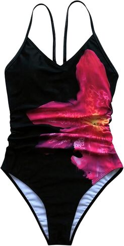 Milumia Women's Boho All Over Print One Piece Swimsuit Cutout Back Swimwear in Saudi Arabia