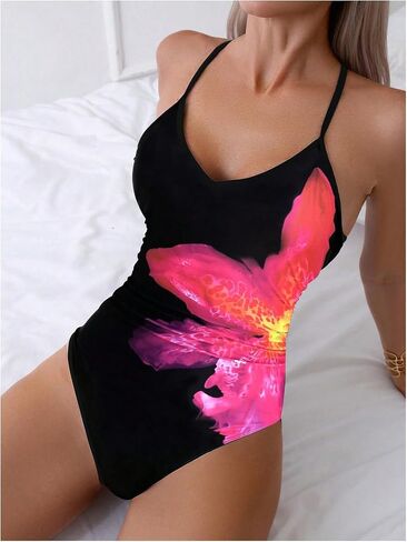 Milumia Women's Boho All Over Print One Piece Swimsuit Cutout Back Swimwear in Saudi Arabia