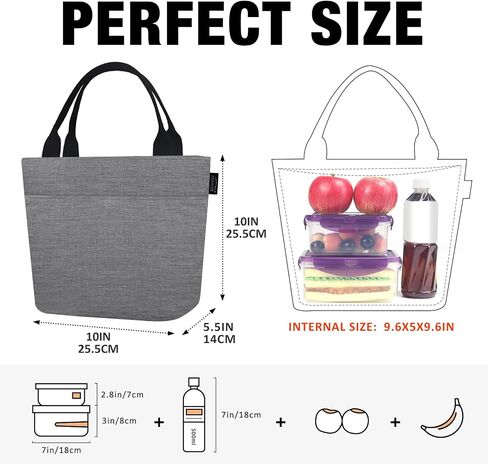 Aosbos Large Lunch Bags for Adult Lunch Box for Women Insulated LunchBox Soft Cooler Tote Bag Food Organizer Holder Lunchbag Black Dream Flower in Kuwait
