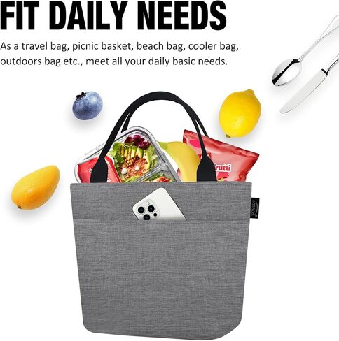 Aosbos Large Lunch Bags for Adult Lunch Box for Women Insulated LunchBox Soft Cooler Tote Bag Food Organizer Holder Lunchbag Black Dream Flower in Kuwait