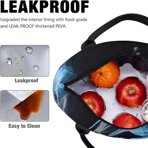 Aosbos Large Lunch Bags for Adult Lunch Box for Women Insulated LunchBox Soft Cooler Tote Bag Food Organizer Holder Lunchbag Black Dream Flower in Kuwait