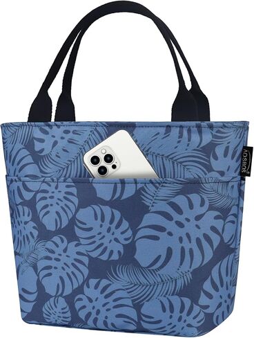 Aosbos Large Lunch Bags for Adult Lunch Box for Women Insulated LunchBox Soft Cooler Tote Bag Food Organizer Holder Lunchbag Black Dream Flower in Kuwait