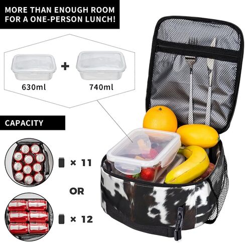 Cow Lunch Box Insulated Reusable Black and White Lunch Bag Cooler Bag For Women Men Work Picnic Hiking in Saudi Arabia