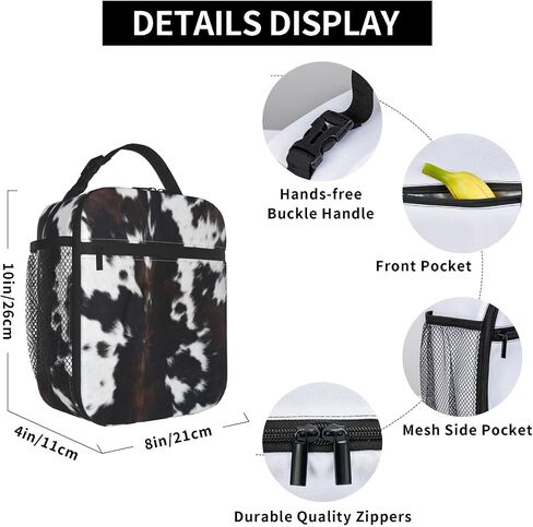 Cow Lunch Box Insulated Reusable Black and White Lunch Bag Cooler Bag For Women Men Work Picnic Hiking in Saudi Arabia