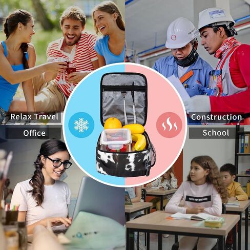 Cow Lunch Box Insulated Reusable Black and White Lunch Bag Cooler Bag For Women Men Work Picnic Hiking in Saudi Arabia