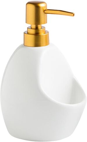 Black Ceramic Soap Dispenser with Sponge Holder – Matte Refillable Dish Soap Pump for Kitchen Sink, 2-in-1 Sink Organizer Tray – Sleek Modern Countertop Accessory in Saudi Arabia