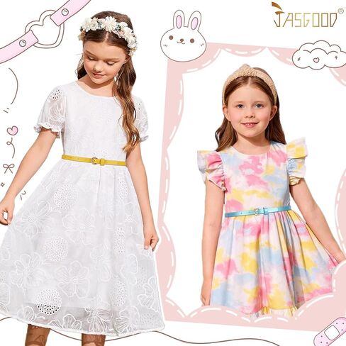 JASGOOD 4 Pack 3 Pack Kids Skinny Belts Glitter PU Leather Belt for Girls Colorful Girl Belt with Gold Buckle for Jeans Dress in Kuwait
