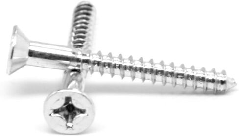 #4 x 1 1/2" Wood Screw Phillips Flat Head Low Carbon Steel Zinc Plated - Pack of 100 in Kuwait