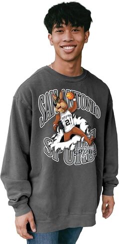 Blue 84 NBA Officially Licensed Crewneck Sweatshirt Ringspun Slam Mascot Black in Saudi Arabia