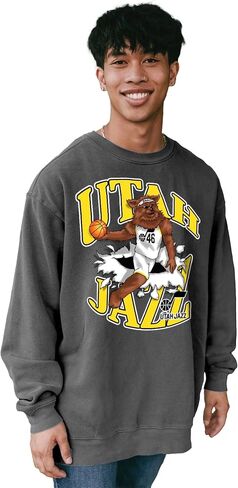 Blue 84 NBA Officially Licensed Crewneck Sweatshirt Ringspun Slam Mascot Black in Saudi Arabia