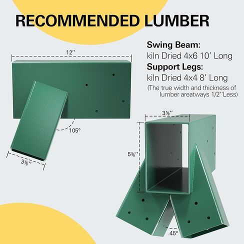 مجموعات الأرجوحة بين قوسين - 2 أقواس Swingset Swingset ثقيلة مع جميع أجهزة التثبيت ، التثبيت البسيط - أجزاء مجموعة الأرجوحة DIY （أخضر） in Saudi Arabia