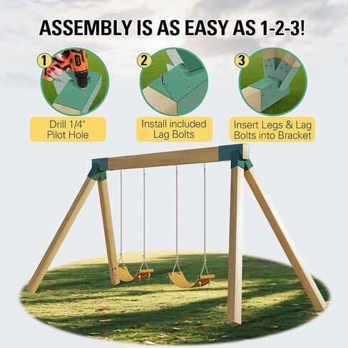 مجموعات الأرجوحة بين قوسين - 2 أقواس Swingset Swingset ثقيلة مع جميع أجهزة التثبيت ، التثبيت البسيط - أجزاء مجموعة الأرجوحة DIY （أخضر） in Saudi Arabia