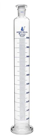 EISCO Graduated Cylinder, 2000mL - Class B - 34/35 Polypropylene Stopper - Round Base, Blue Graduations - Borosilicate Glass in Saudi Arabia