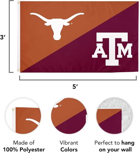 جامعات Desert Cactus Texas UT Austin Longhorns X Tamu Aggies Rivies Flag Banner 100 ٪ Polyester Indoor Outdoor 3X5 FET (علم المنافسين) in Kuwait