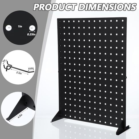 Peg Board Display Stand for Vendors with 12 Hooks Metal Tabletop Pegboard Display Stand for Craft Shows 17" X 13" Retail Display Racks Peg Board Organizer Holder Black in Saudi Arabia
