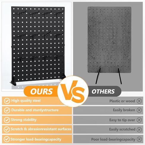 Peg Board Display Stand for Vendors with 12 Hooks Metal Tabletop Pegboard Display Stand for Craft Shows 17" X 13" Retail Display Racks Peg Board Organizer Holder Black in Saudi Arabia