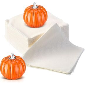 Geelin Pumpkin Napkin Weight Orange and Silver Ceramics 2 Inch H Sturdy Napkins Weight Decoration for Fall Thanksgiving Party Decor Holiday Handmade Gifts in Saudi Arabia