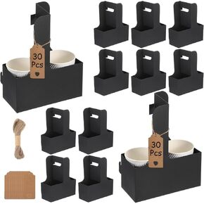 10 حزمة 2 كوب حامل شرب يمكن التخلص منها مع مقبض مقبض القهوة كوب حامل محمول للمشروبات الباردة الساخنة خدمات توصيل الطعام مع بطاقة القلب لتقدير المعلم عيد الأم عيد الأم in Kuwait