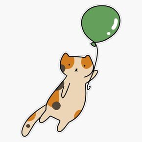 Green Balloon Calico Cat Sticker Decal Vinyl Bumper Sticker Decal Waterproof 5" in Saudi Arabia