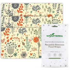 Beeswax Wraps for Food - Reusable & Moldable Bees Wax Covers for Bowls, Fruits, Cheese - Natural Food Storage Alternative to Aluminum Foil & Plastic Wrapping - Small, Medium, Large - 3-Pack in Saudi Arabia