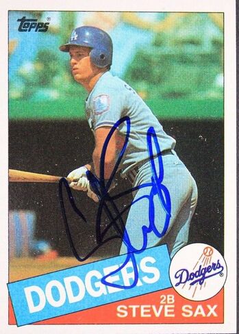Steve Sax Dodgers Yankees Sox Autographed 1985 Topps #470 Signed Card 16L - Baseball Slabbed Autographed Cards in Saudi Arabia