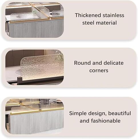 TIST Stainless Steel Privacy Screen Partitions for Catering Areas Semi-Transparent Glass Restaurant Screen Partitions, Semi-Privacy Screen Partitions for Offices, Hotels and Bars(Gold,39.4x11.8in) in Saudi Arabia