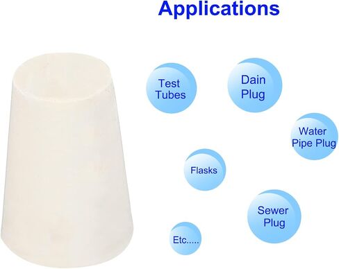 Solid Rubber Stopper, 6 Pcs Solid Rubber Bungs Laboratory Pipe Tank Bottle Sealing Plug Tapered Bung 19-26mm Diameter Soft Flexible White Lab Stoppers 4# in Saudi Arabia