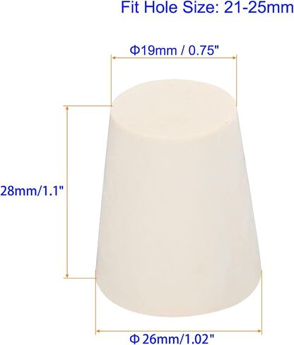 Solid Rubber Stopper, 6 Pcs Solid Rubber Bungs Laboratory Pipe Tank Bottle Sealing Plug Tapered Bung 19-26mm Diameter Soft Flexible White Lab Stoppers 4# in Saudi Arabia