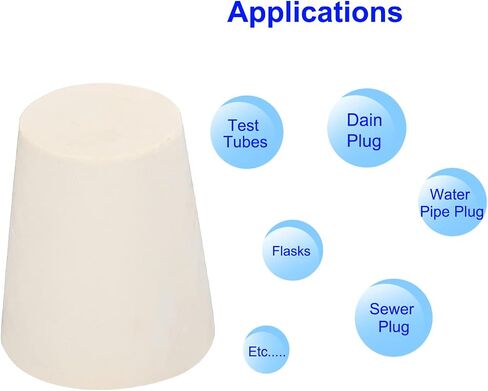 Solid Rubber Stopper, 6 Pcs Solid Rubber Bungs Laboratory Pipe Tank Bottle Sealing Plug Tapered Bung 19-26mm Diameter Soft Flexible White Lab Stoppers 4# in Saudi Arabia