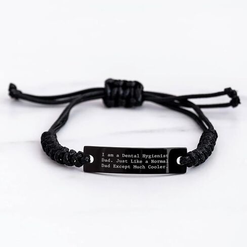 Funny Dental Hygienist Dad Gifts - I Am A Cool Father Like Every Dental Hygienist - Black Rope Adjustable Charm - Perfect Christmas Unique Gifts for Dental Hygienist Dad, Husband, or Friend in Saudi Arabia