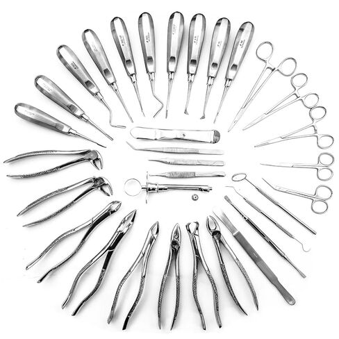 34 Pcs Oral Dental Extraction Surgery Extracting Elevators Forceps Instruments in Saudi Arabia