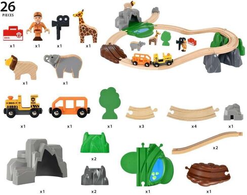 Brio World 33960 - Safari Adventure Set - 26 Piece Wooden Toy Train Set for Kids Ages 3 and Up in Saudi Arabia