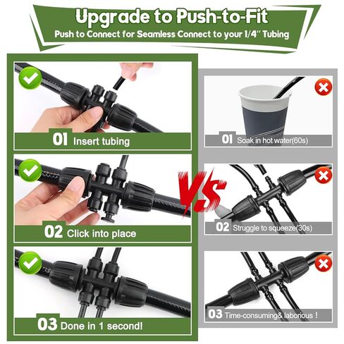 Kalolary 5PCS 1/2'' to 1/4'' Barbed Tee Quick Connectors, Push-to-Fit 6 Way Drip Irrigation Fittings with 4PCS Plugs Anti-Leak Drip Irrigation Part for 1/2" Irrigation Tubing Garden Watering System in Kuwait