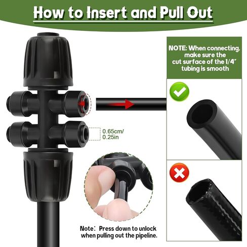 Kalolary 5PCS 1/2'' to 1/4'' Barbed Tee Quick Connectors, Push-to-Fit 6 Way Drip Irrigation Fittings with 4PCS Plugs Anti-Leak Drip Irrigation Part for 1/2" Irrigation Tubing Garden Watering System in Kuwait