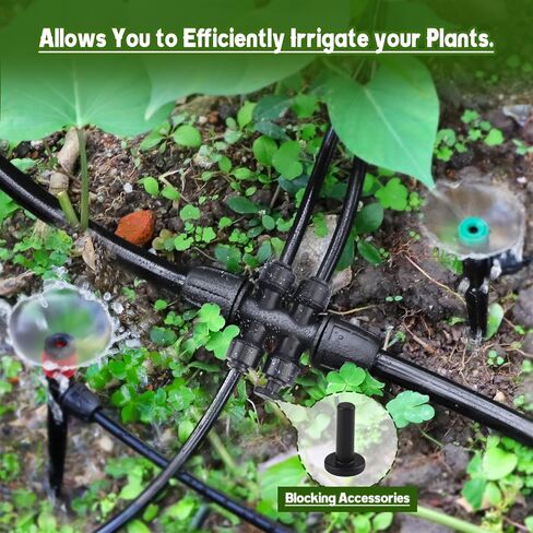 Kalolary 5PCS 1/2'' to 1/4'' Barbed Tee Quick Connectors, Push-to-Fit 6 Way Drip Irrigation Fittings with 4PCS Plugs Anti-Leak Drip Irrigation Part for 1/2" Irrigation Tubing Garden Watering System in Kuwait