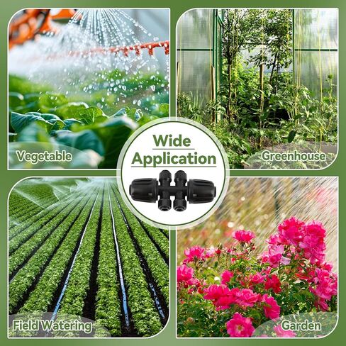 Kalolary 5PCS 1/2'' to 1/4'' Barbed Tee Quick Connectors, Push-to-Fit 6 Way Drip Irrigation Fittings with 4PCS Plugs Anti-Leak Drip Irrigation Part for 1/2" Irrigation Tubing Garden Watering System in Kuwait