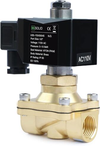 الولايات المتحدة الصلبة 1/2 "صمام الملف اللولبي النحاسي - 110 فولت AC ، مفتوحة عادة ، 145 رطل/بوصة مربعة صمام كهربائي للمياه ، الهواء ، الديزل in Kuwait