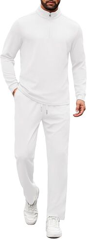 COOFANDY Men's Tracksuits 2 Piece Casual Athletic Sweatsuit Quarter Zip Pullover Long Sleeve Running Sport Outfits in Kuwait