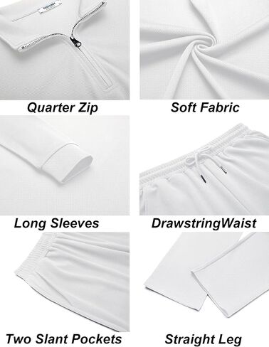 COOFANDY Men's Tracksuits 2 Piece Casual Athletic Sweatsuit Quarter Zip Pullover Long Sleeve Running Sport Outfits in Kuwait