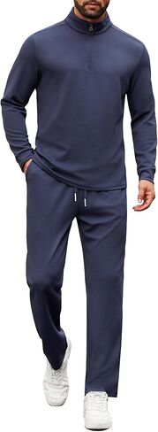COOFANDY Men's Tracksuits 2 Piece Casual Athletic Sweatsuit Quarter Zip Pullover Long Sleeve Running Sport Outfits in Kuwait