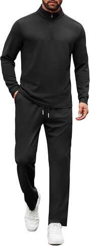 COOFANDY Men's Tracksuits 2 Piece Casual Athletic Sweatsuit Quarter Zip Pullover Long Sleeve Running Sport Outfits in Kuwait