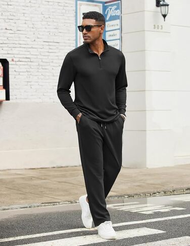 COOFANDY Men's Tracksuits 2 Piece Casual Athletic Sweatsuit Quarter Zip Pullover Long Sleeve Running Sport Outfits in Kuwait