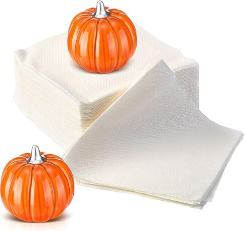 Geelin Pumpkin Napkin Weight Orange and Silver Ceramics 2 Inch H Sturdy Napkins Weight Decoration for Fall Thanksgiving Party Decor Holiday Handmade Gifts in Saudi Arabia