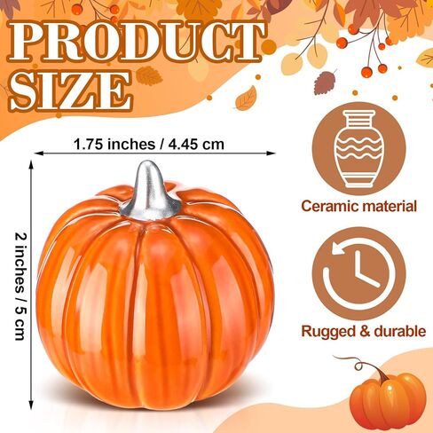 Geelin Pumpkin Napkin Weight Orange and Silver Ceramics 2 Inch H Sturdy Napkins Weight Decoration for Fall Thanksgiving Party Decor Holiday Handmade Gifts in Saudi Arabia